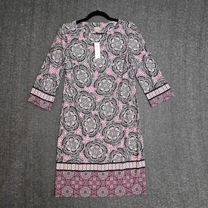 Chicos Dress Womens 0 Floral Mixed Print‎ Shift Black Pink Office Work